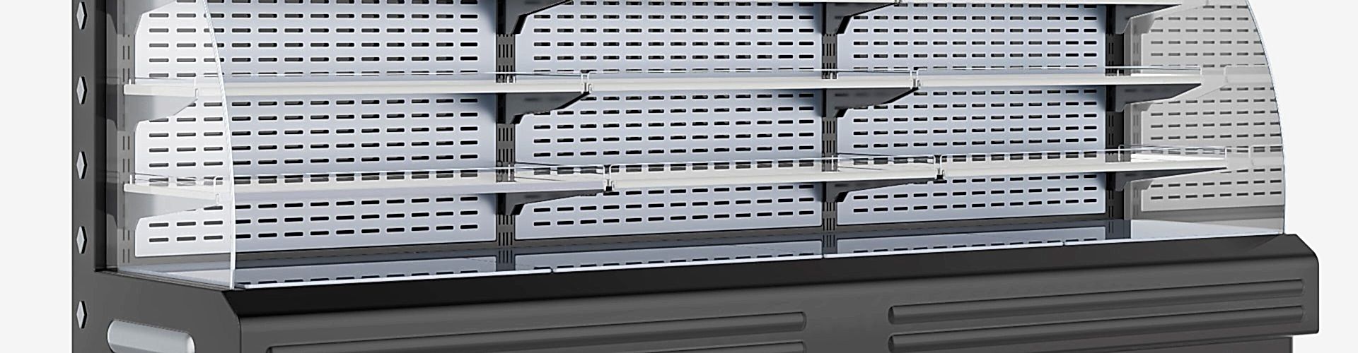 Horizontal Open Air Merchandiser. Merchandising and Display Refr